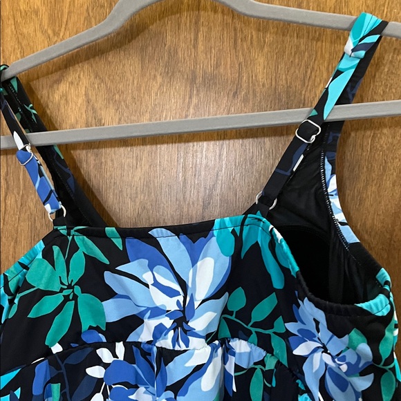 Croft & Barrow Blue and Green Patterned Swim dress - Picture 3 of 5